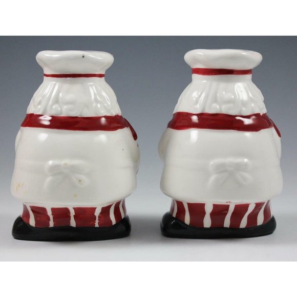 CIB Santa Chef Salt & Pepper Shaker Set Hand Painted Ceramic w/Box - Picture 3 of 9